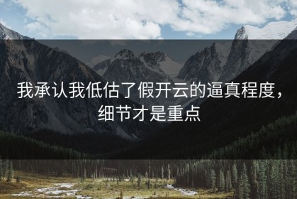 我承认我低估了假开云的逼真程度，细节才是重点
