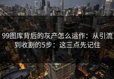 99图库背后的灰产怎么运作：从引流到收割的5步：这三点先记住