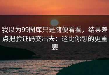我以为99图库只是随便看看，结果差点把验证码交出去：这比你想的更重要