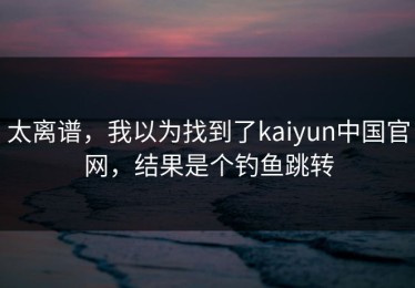 太离谱，我以为找到了kaiyun中国官网，结果是个钓鱼跳转