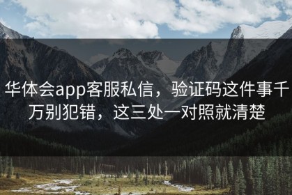 华体会app客服私信，验证码这件事千万别犯错，这三处一对照就清楚