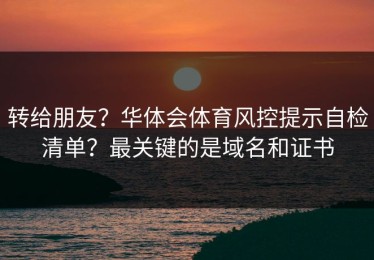 转给朋友？华体会体育风控提示自检清单？最关键的是域名和证书