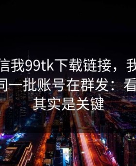 有人私信我99tk下载链接，我追到源头发现同一批账号在群发：看似小事，其实是关键
