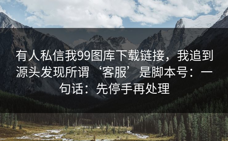 有人私信我99图库下载链接，我追到源头发现所谓‘客服’是脚本号：一句话：先停手再处理